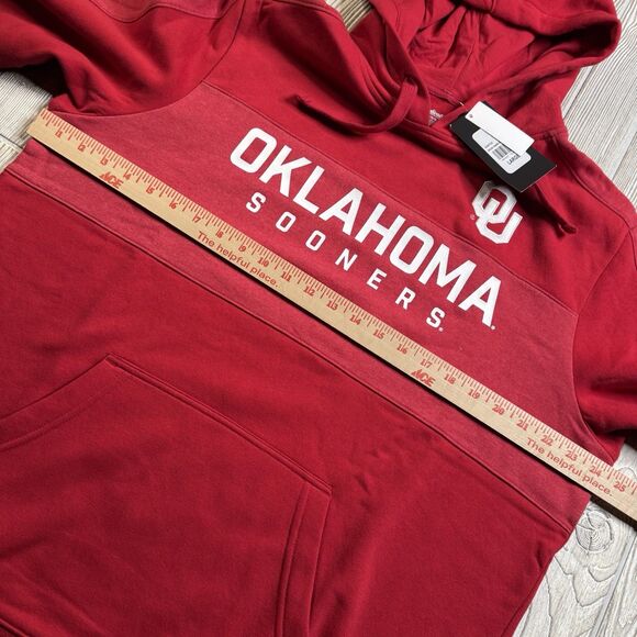 Oklahoma Sooners Fleece Hoodie Men’s L Crimson OU Logo Spellout Captivating New - Picture 9 of 11